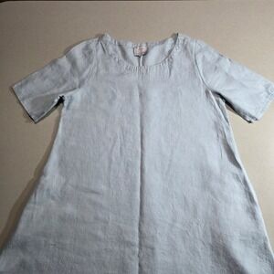 Chalet et ceci Light Blue 100% Linen High Low Tunic Top Size M P36065